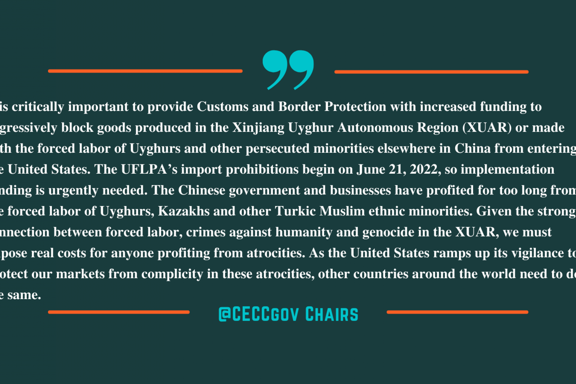 Chairs Applaud New Funding To Block Forced Labor Imports From Xinjiang feature image